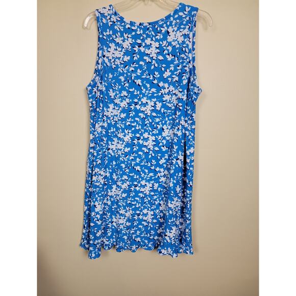 Draper James Womens Ruffle Floral Sleep Shirt Sleeveless Scoop Neck Blue XL - Picture 5 of 6